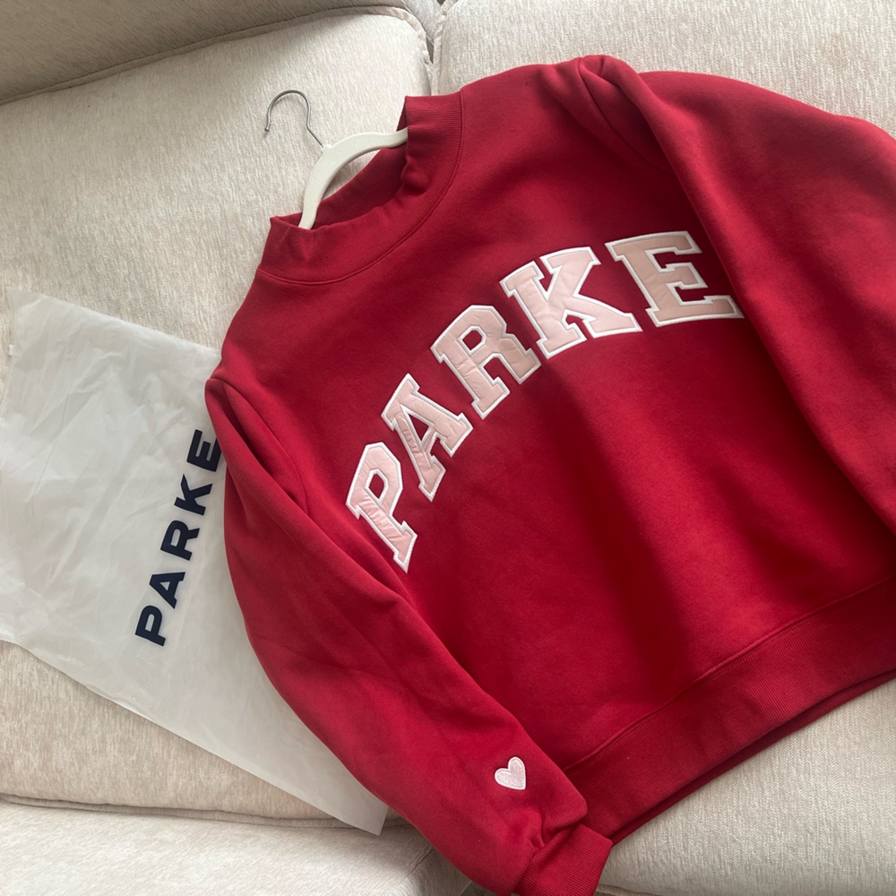 SOLD OUT PARKE VALENTINE’S DAY VARSITY MOCKNECK- CRIMSON+PEONY (S/M)